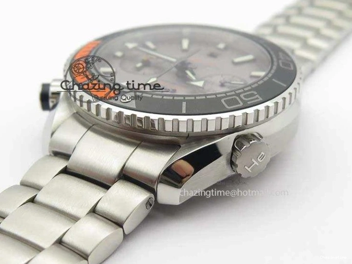 0412 Planet Ocean Master Chronometer Chrono SS OM 1:1 Best Edition Gray Dial On SS Bracelet A Reliable 8180
